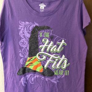 Purple Halloween tshirt with saying on front